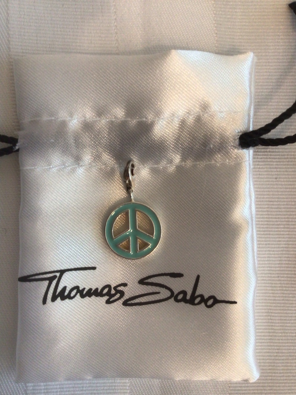 Thomas Sabo Turquoise Enamel and Sterling Silver Peace Sign Charm